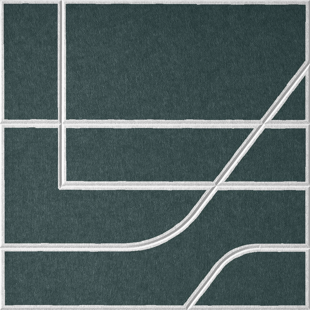 Atlantic 18mm Layered Engraved Subway felt sample with white offset stepped line grooves