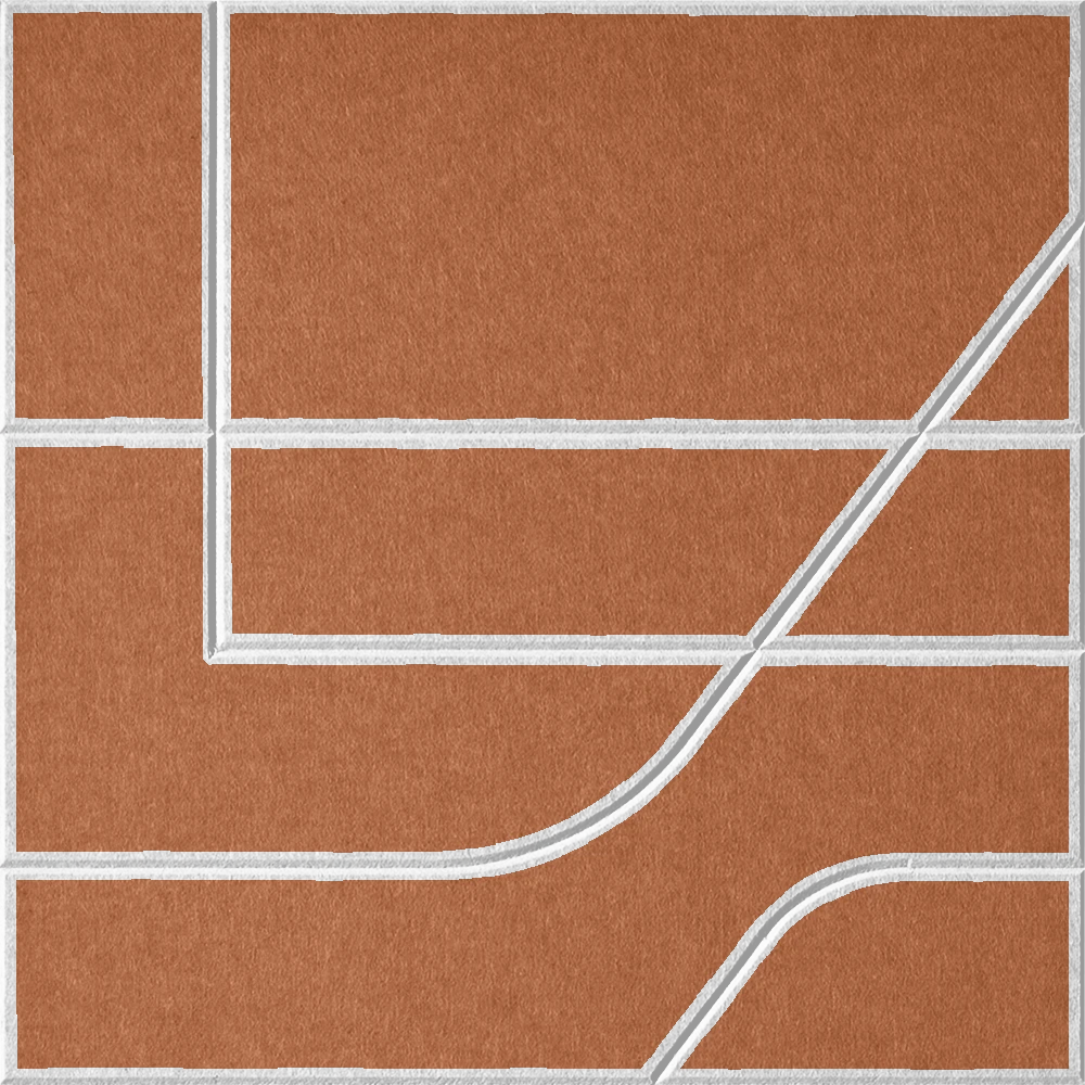 Cinnamon 18mm Layered Engraved Subway felt sample with white offset stepped line grooves