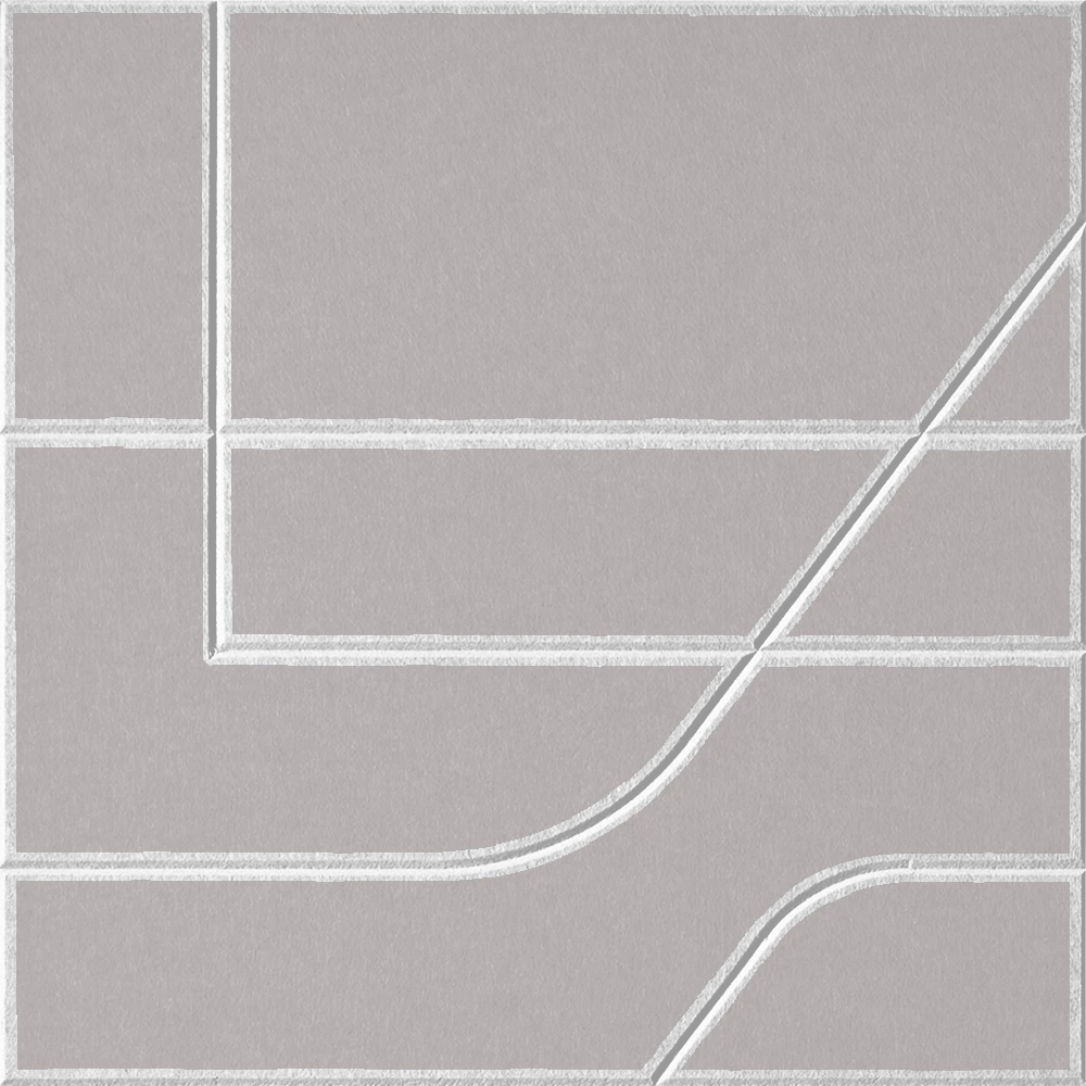 Fog 18mm Layered Engraved Subway felt sample with white offset stepped line grooves