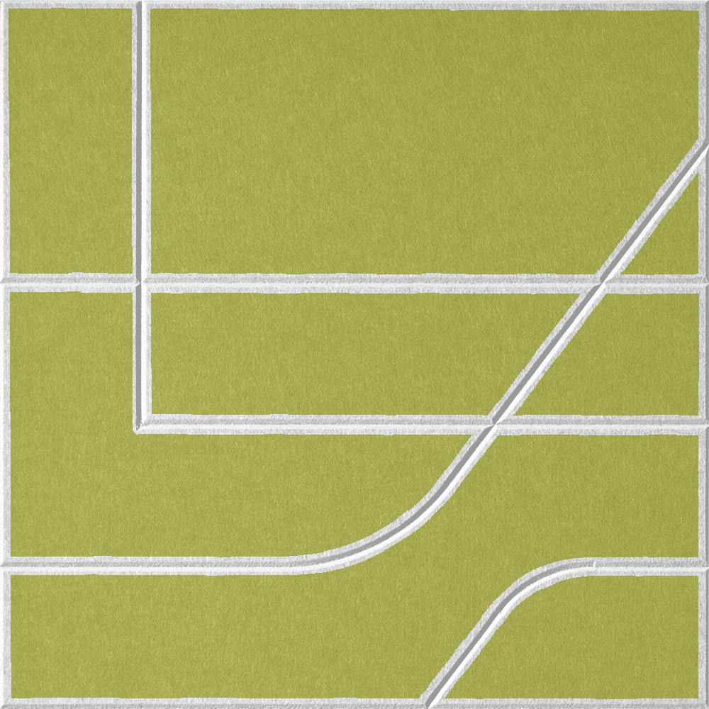 Kiwi 18mm Layered Engraved Subway felt sample with white offset stepped line grooves