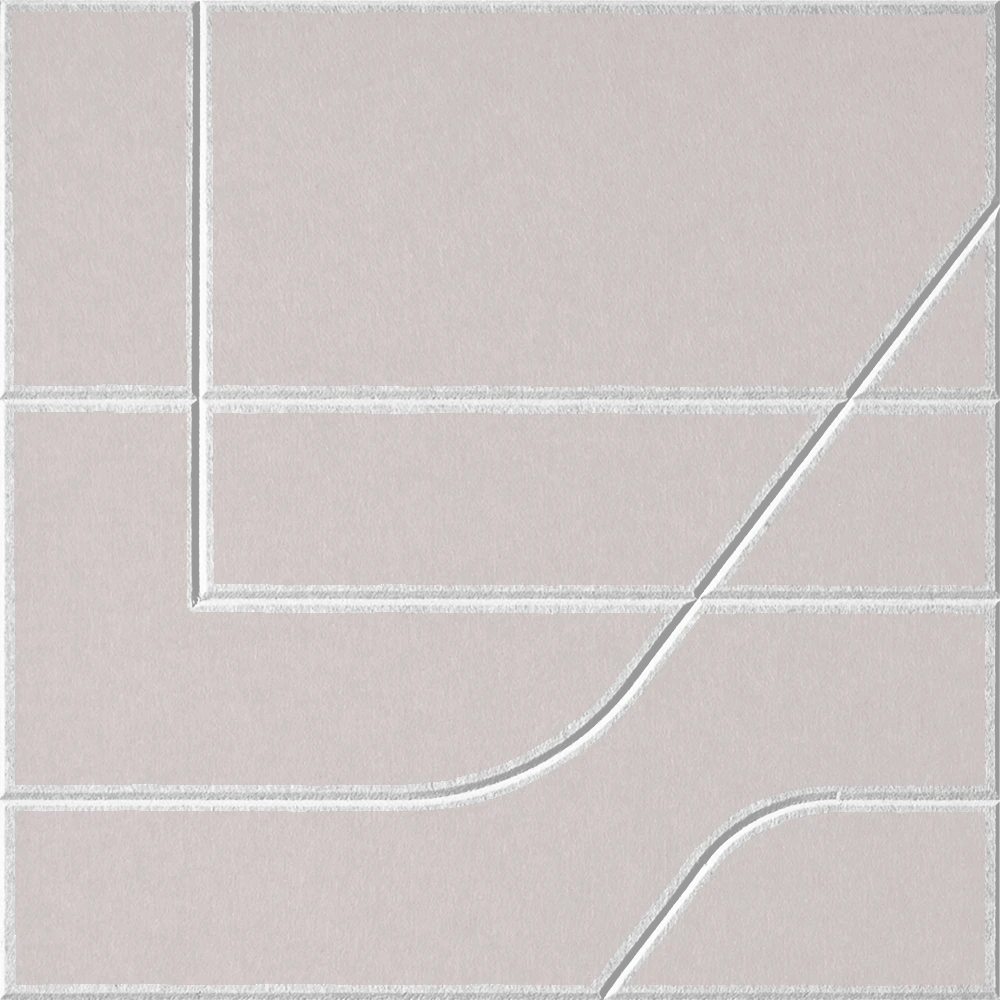 Latte 18mm Layered Engraved Subway felt sample with white offset stepped line grooves