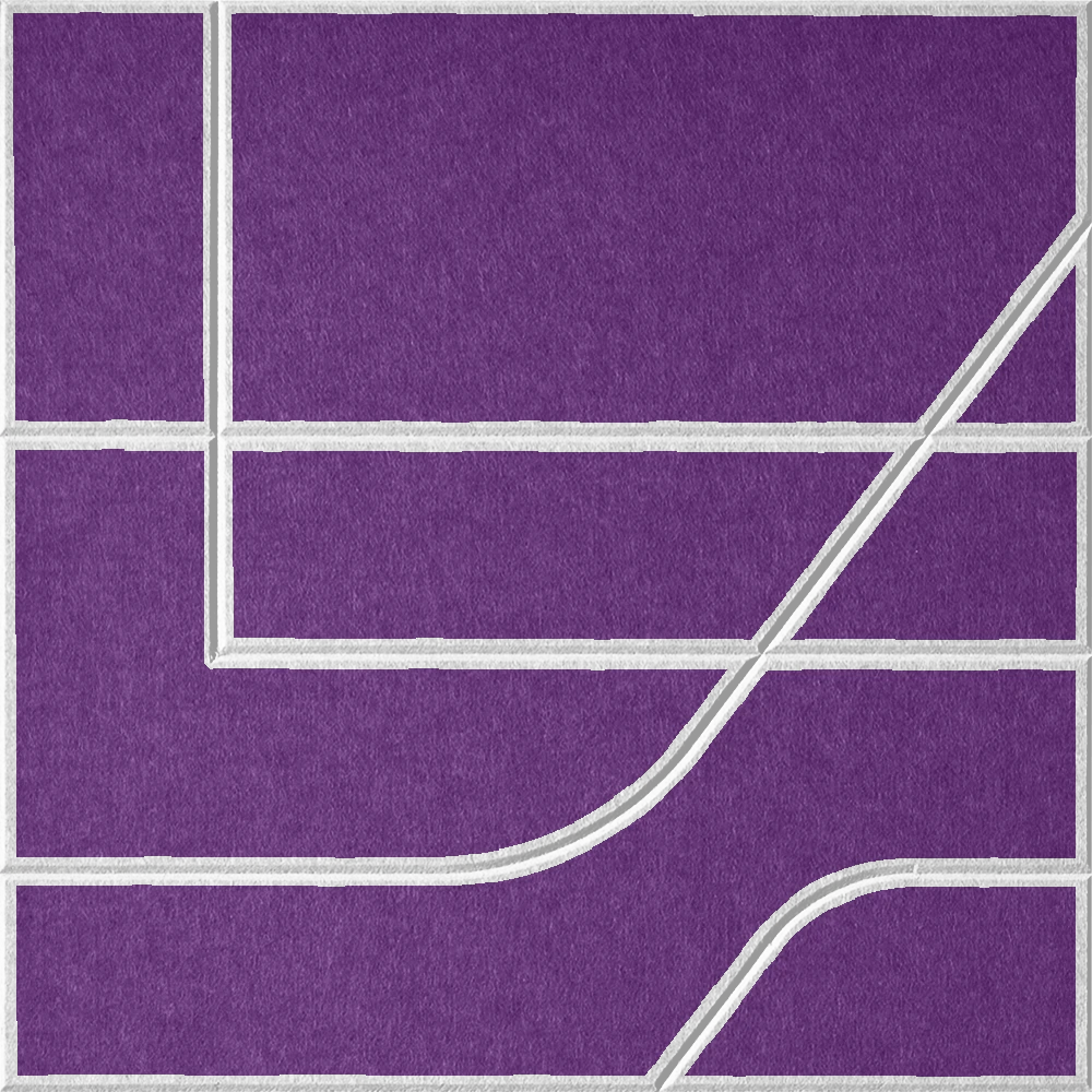 Lavender 18mm Layered Engraved Subway felt sample with white offset stepped line grooves