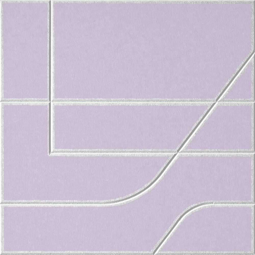 Lilac 18mm Layered Engraved Subway felt sample with white offset stepped line grooves