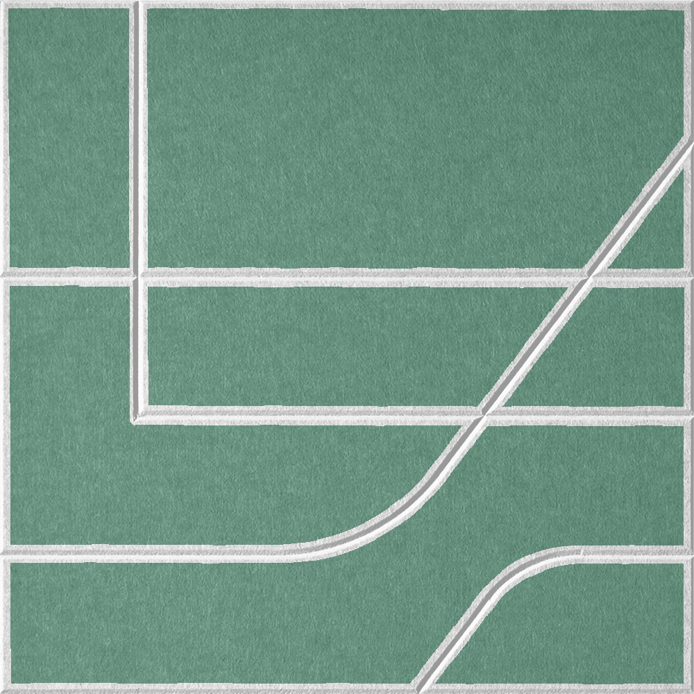 Mint 18mm Layered Engraved Subway felt sample with white offset stepped line grooves