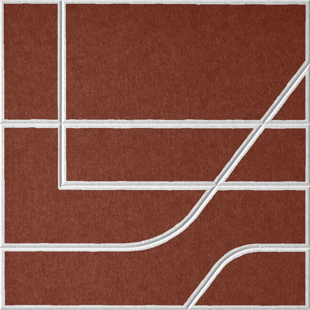 Moab 18mm Layered Engraved Subway felt sample with white offset stepped line grooves