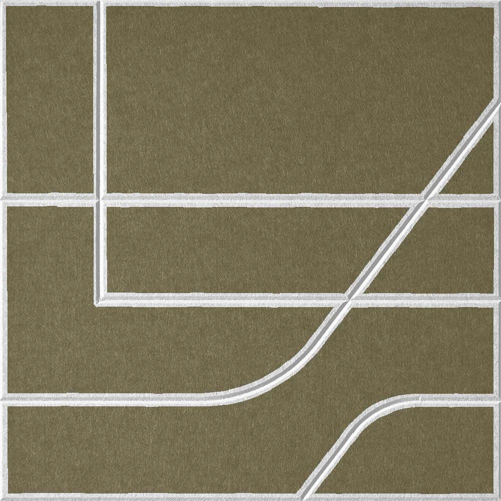 Olive 18mm Layered Engraved Subway felt sample with white offset stepped line grooves