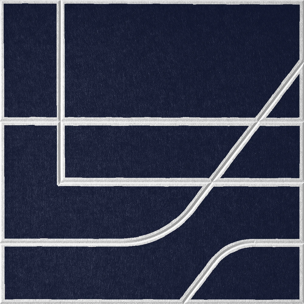 Oxford 18mm Layered Engraved Subway felt sample with white offset stepped line grooves