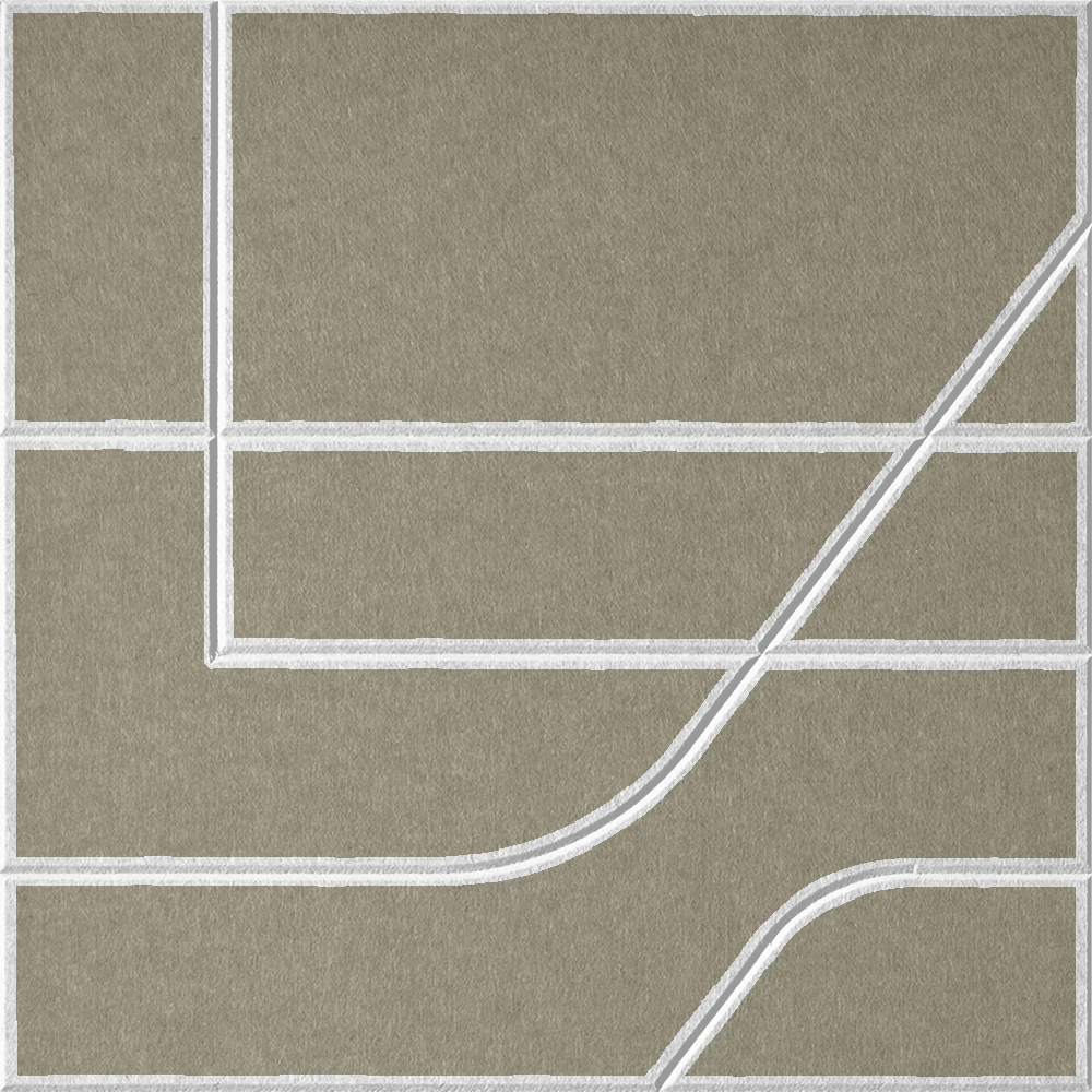 Sage 18mm Layered Engraved Subway felt sample with white offset stepped line grooves