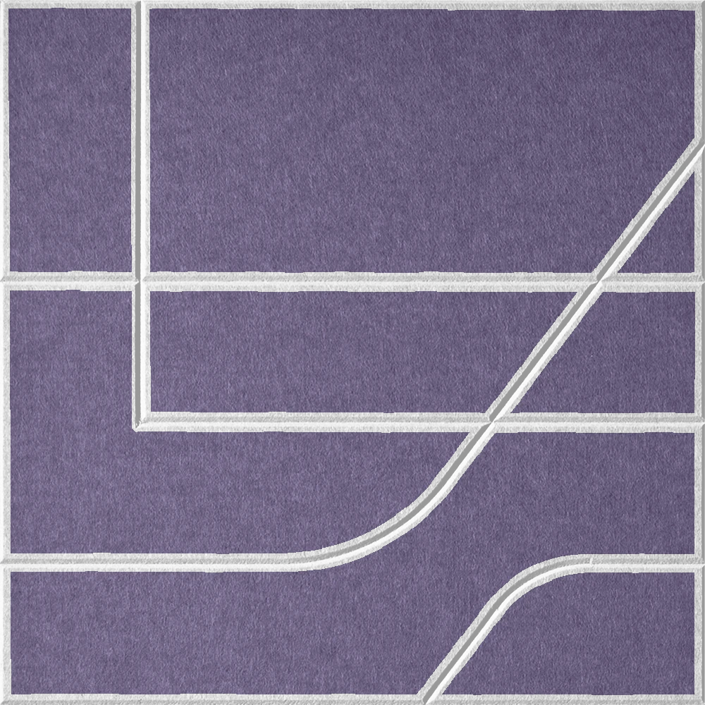 Wisteria 18mm Layered Engraved Subway felt sample with white offset stepped line grooves