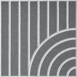 Decorative grey felt wall tile featuring linear and curved geometric shapes