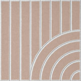 Decorative tan felt wall tile featuring linear and curved geometric shapes