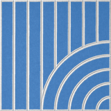 Modern bright blue acoustic wall tile with vertical lines and layered curved pattern