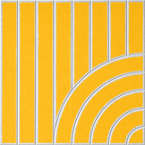 Yellow acoustic felt tile featuring vertical stripes and a modern curved design