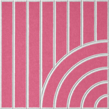 Decorative pink felt wall tile featuring linear and curved geometric shapes 