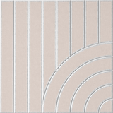 Cream sound absorbing felt wall tile with geometric lines and sweeping arches