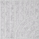 Decorative grey felt wall tile featuring linear and curved geometric shapes