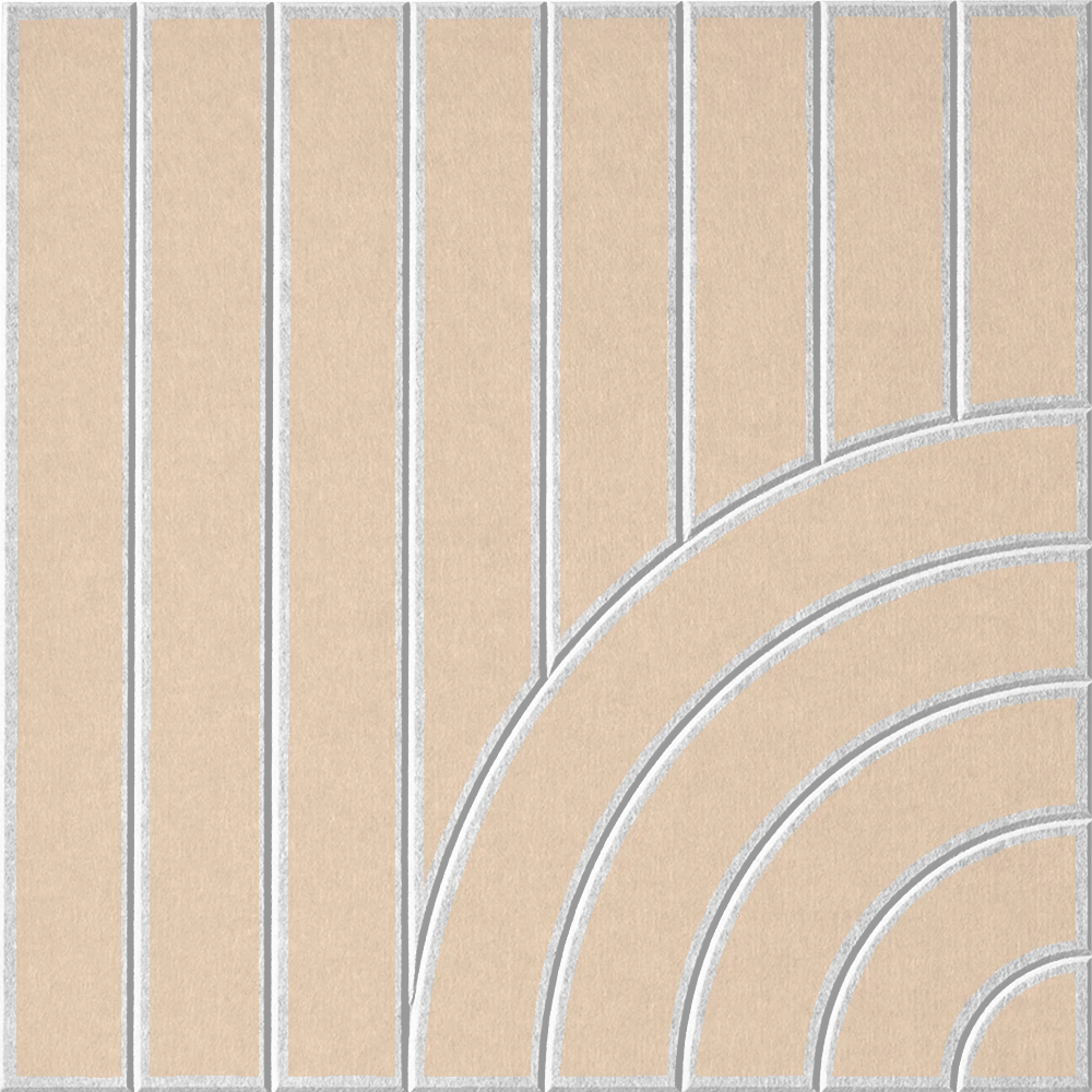 Modern cream acoustic wall tile with vertical lines and layered curved pattern