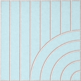 Modern light blue acoustic wall tile with vertical lines and layered curved pattern