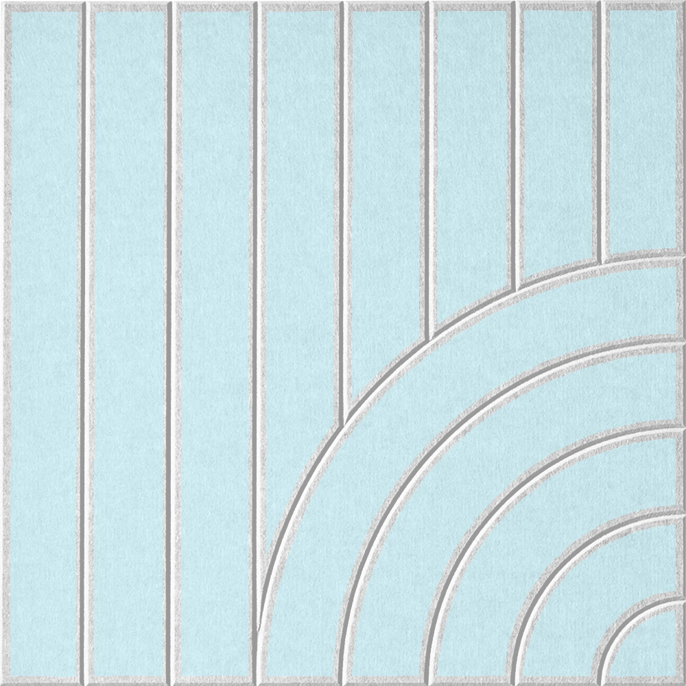 Modern light blue acoustic wall tile with vertical lines and layered curved pattern