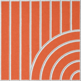 Modern orange acoustic wall tile with vertical Ines and layered curved pattern