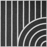 Dark grey acoustic felt tile featuring vertical stripes and a modern curved design