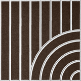 Brown acoustic felt tile featuring vertical stripes and a modern curved design 