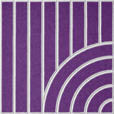 Purple acoustic felt tile featuring vertical stripes and a modern curved design 