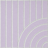 Light purple sound absorbing felt wall tile with geometric lines and sweeping arches