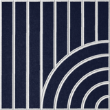 Modern blue acoustic wall tile with vertical lines and layered curved pattern