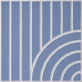 Blue-purple acoustic felt tile featuring vertical stripes and a modern curved design 