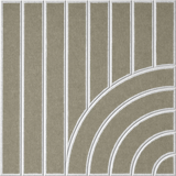 Shade of green acoustic felt wall tile with vertical lines and a curved geometric arch pattern