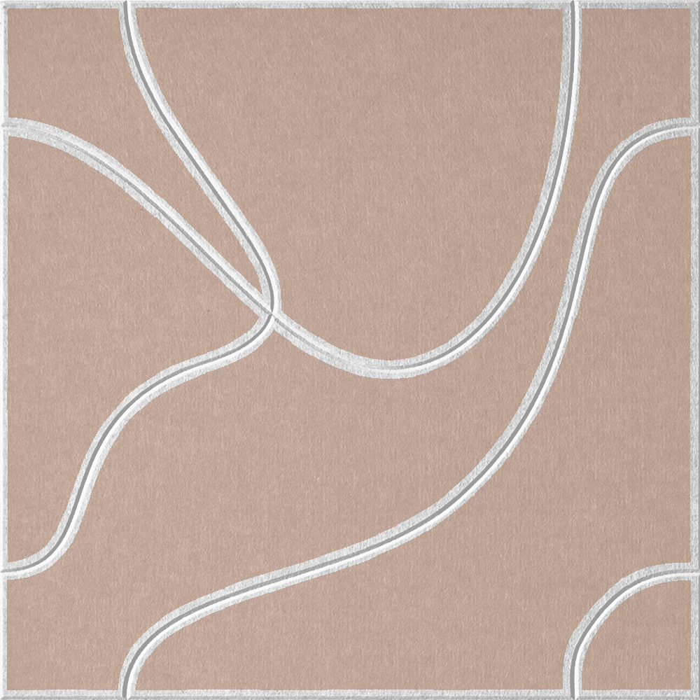 Cashmere 18mm Layered Engraved Topo felt sample with white flowing topographic line grooves