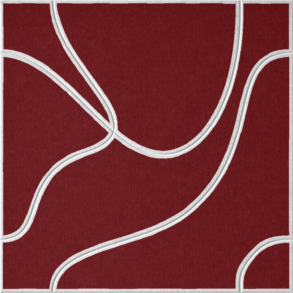 Crimson 18mm Layered Engraved Topo felt sample with white flowing topographic line grooves