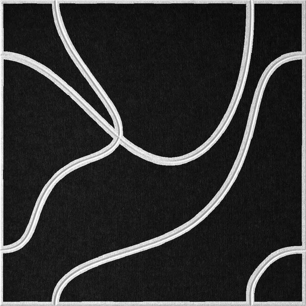 Ebony 18mm Layered Engraved Topo felt sample with white flowing topographic line grooves
