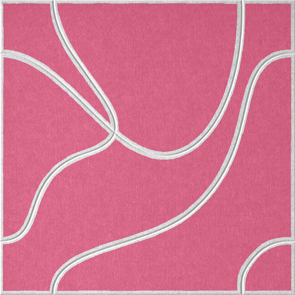Hot Pink 18mm Layered Engraved Topo felt sample with white flowing topographic line grooves