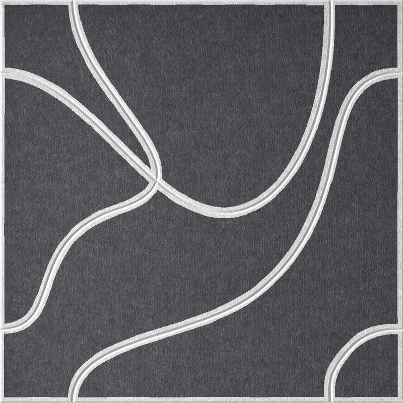 Mineral 18mm Layered Engraved Topo felt sample with white flowing topographic line grooves