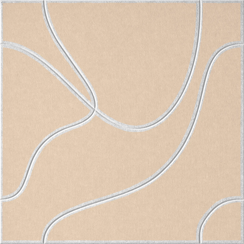 Porcelain 18mm Layered Engraved Topo felt sample with white flowing topographic line grooves