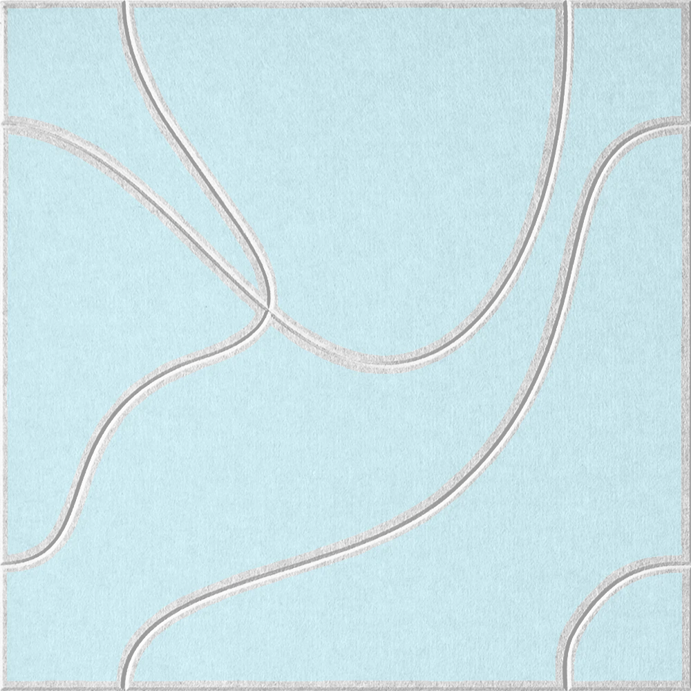 Powder Blue 18mm Layered Engraved Topo felt sample with white flowing topographic line grooves
