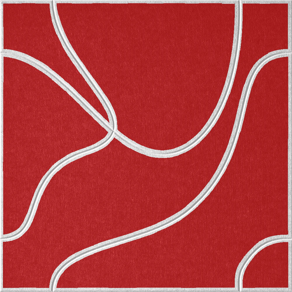 Scarlet 18mm Layered Engraved Topo felt sample with white flowing topographic line grooves