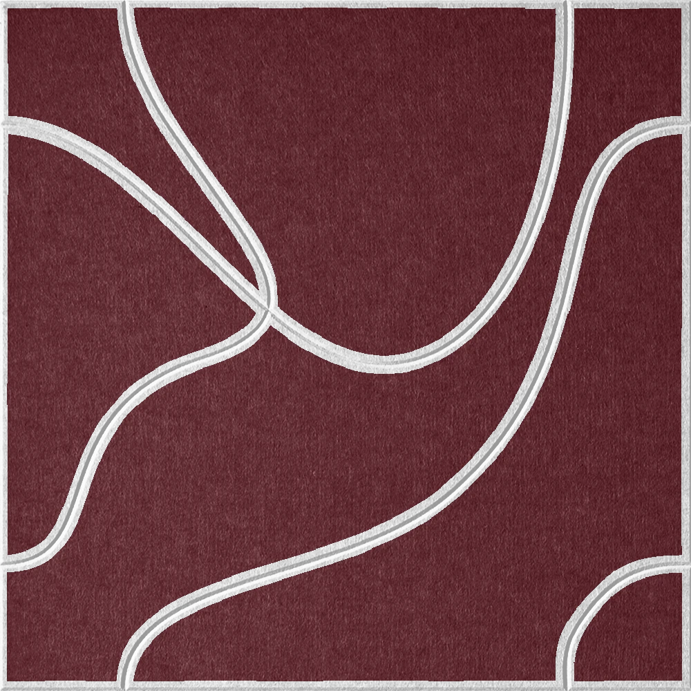 Wine 18mm Layered Engraved Topo felt sample with white flowing topographic line grooves