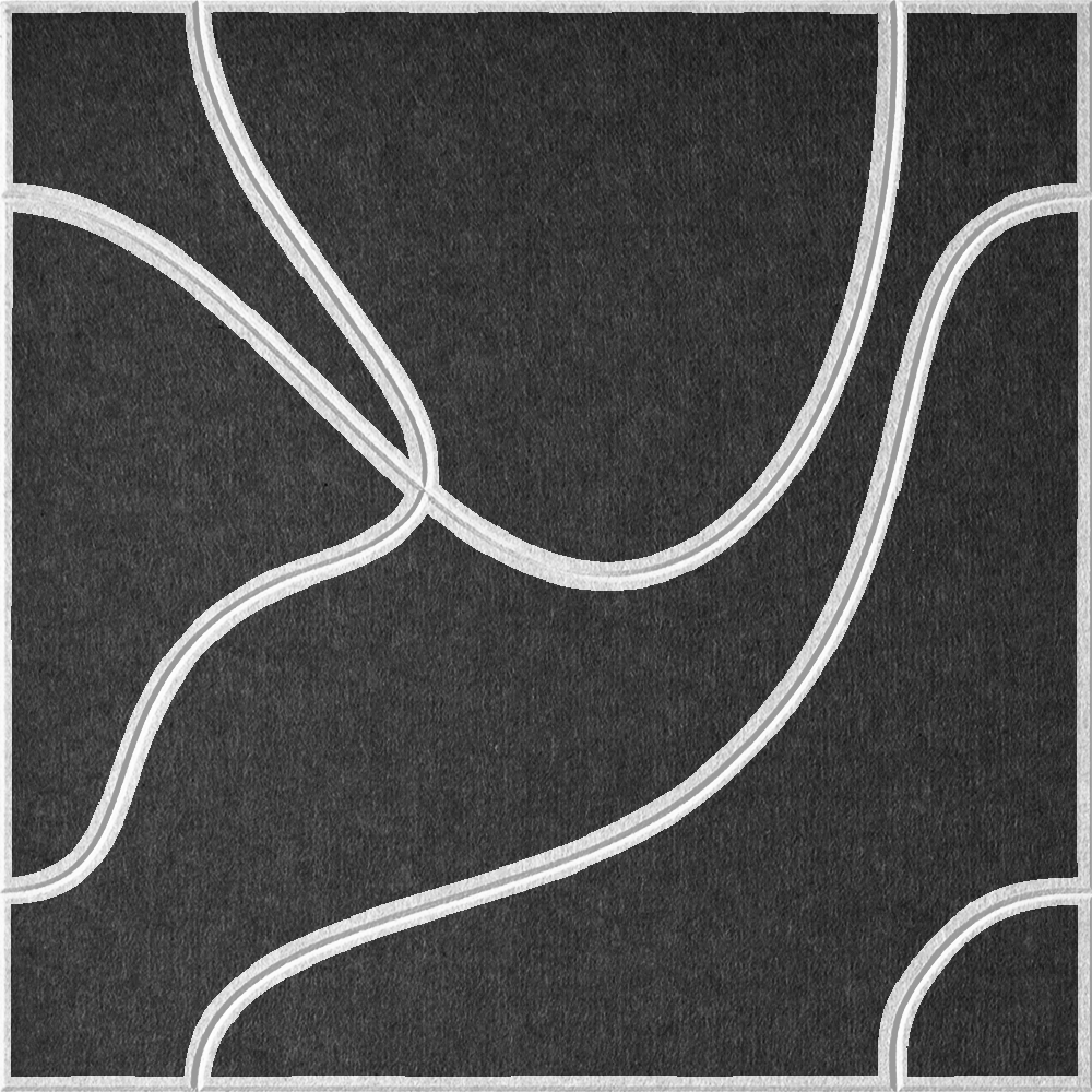 Cast 18mm Layered Engraved Topo felt sample with white flowing topographic line grooves