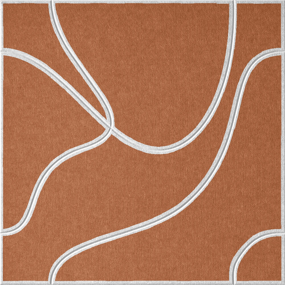 Cinnamon 18mm Layered Engraved Topo felt sample with white flowing topographic line grooves