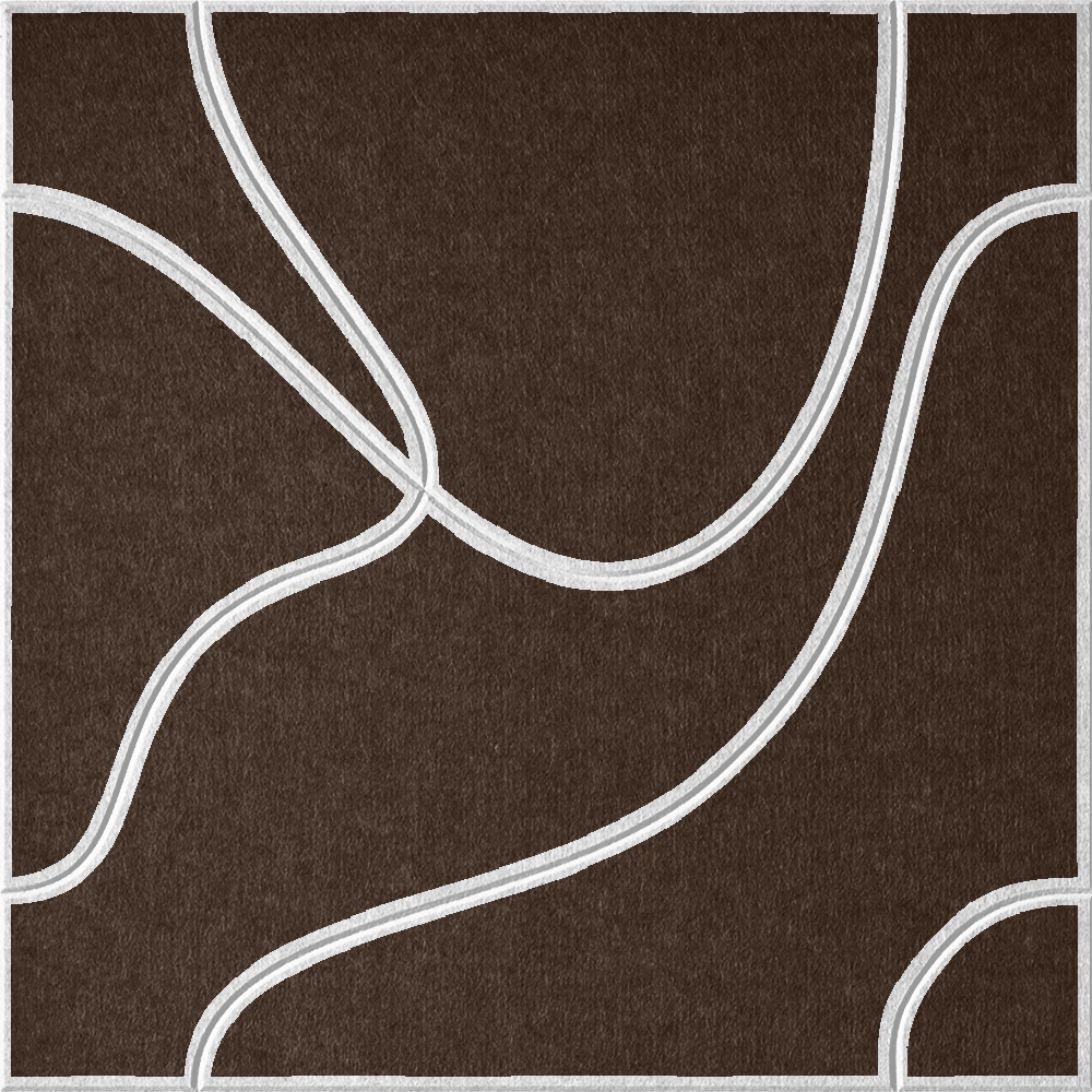 Cocoa 18mm Layered Engraved Topo felt sample with white flowing topographic line grooves