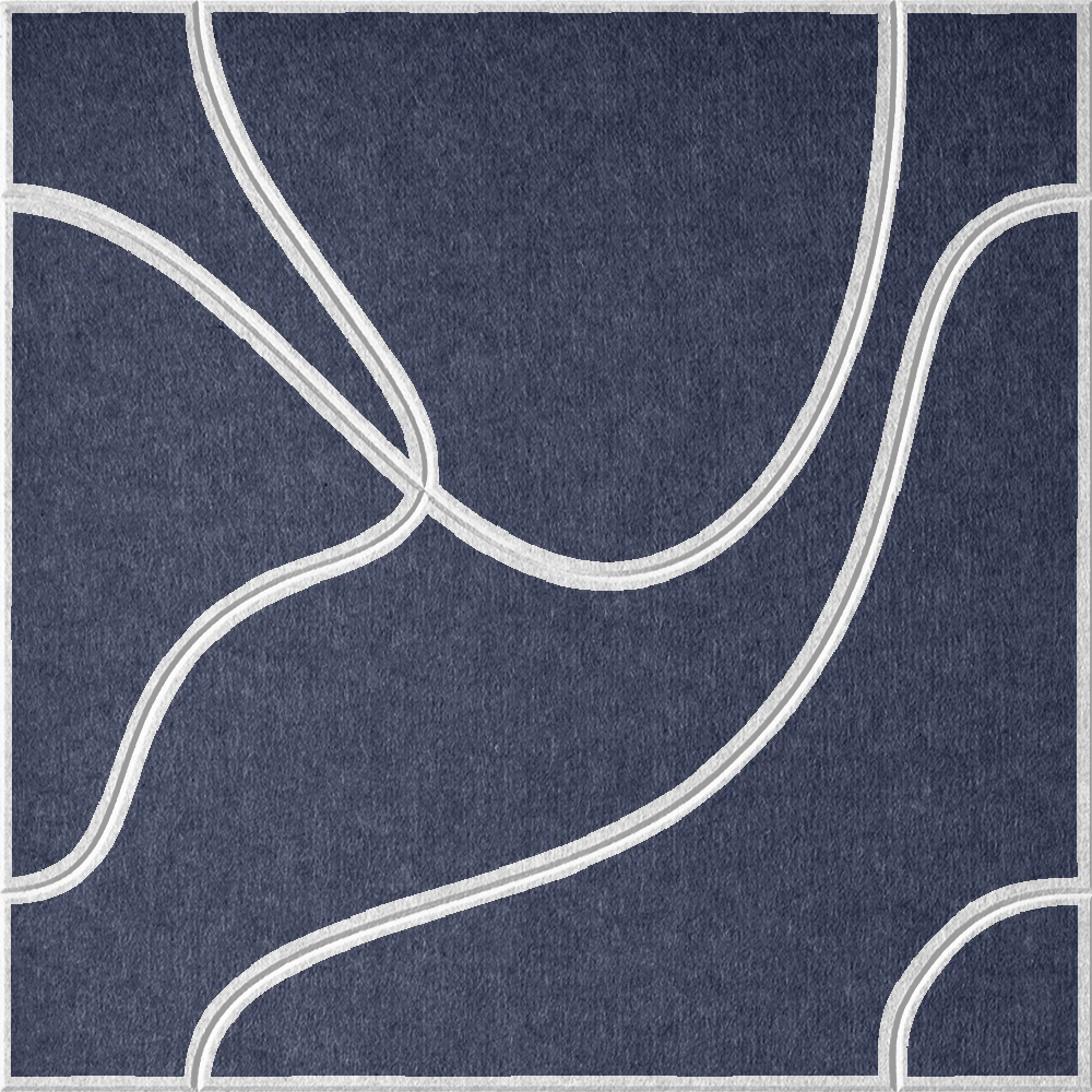 Indigo 18mm Layered Engraved Topo felt sample with white flowing topographic line grooves