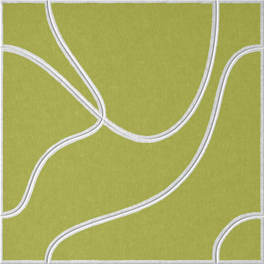 Kiwi 18mm Layered Engraved Topo felt sample with white flowing topographic line grooves