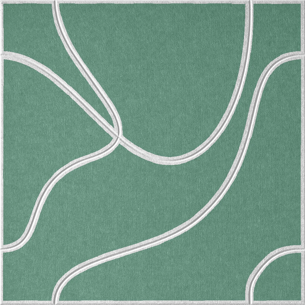 Mint 18mm Layered Engraved Topo felt sample with white flowing topographic line grooves