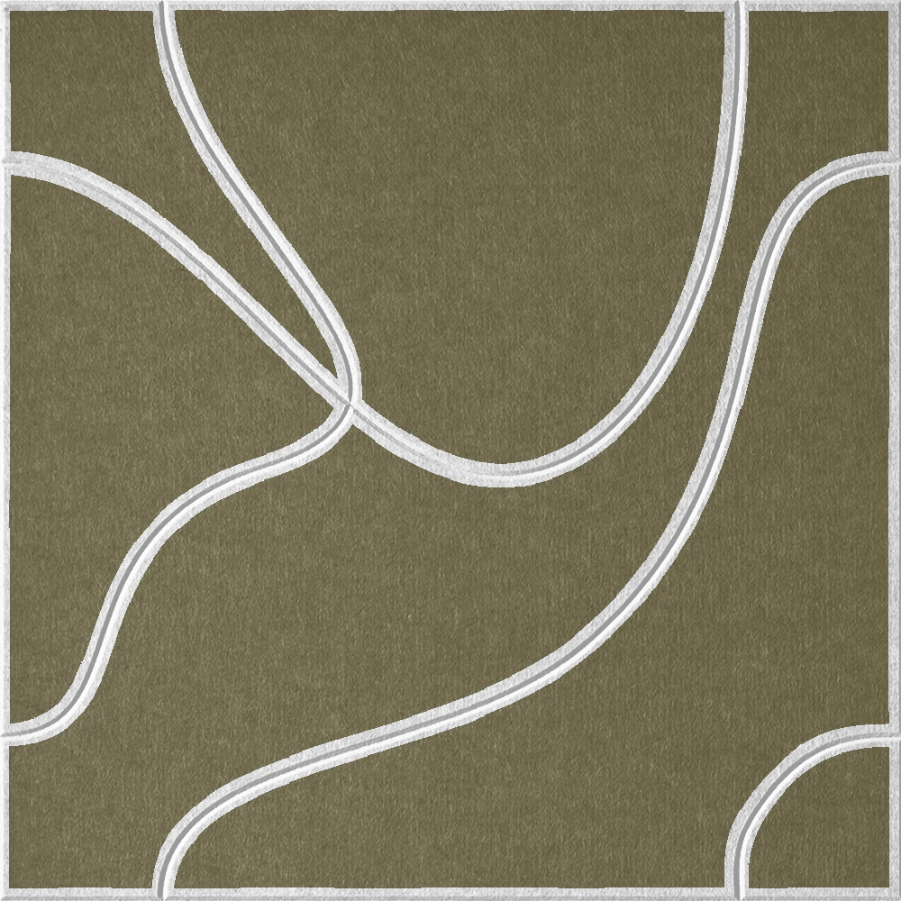 Olive 18mm Layered Engraved Topo felt sample with white flowing topographic line grooves