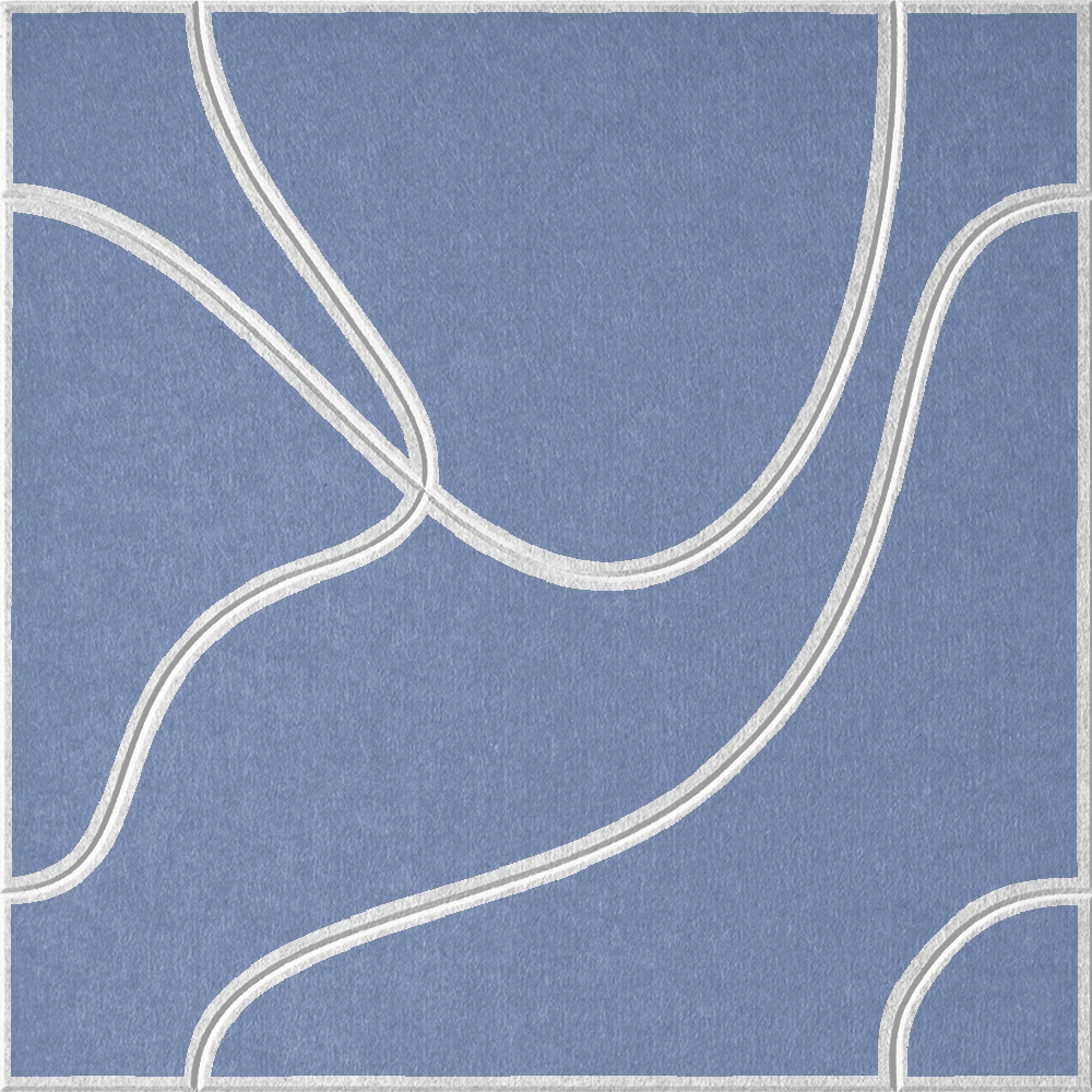 Periwinkle 18mm Layered Engraved Topo felt sample with white flowing topographic line grooves
