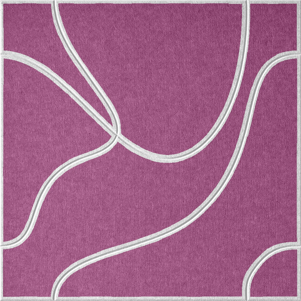 Plum 18mm Layered Engraved Topo felt sample with white flowing topographic line grooves