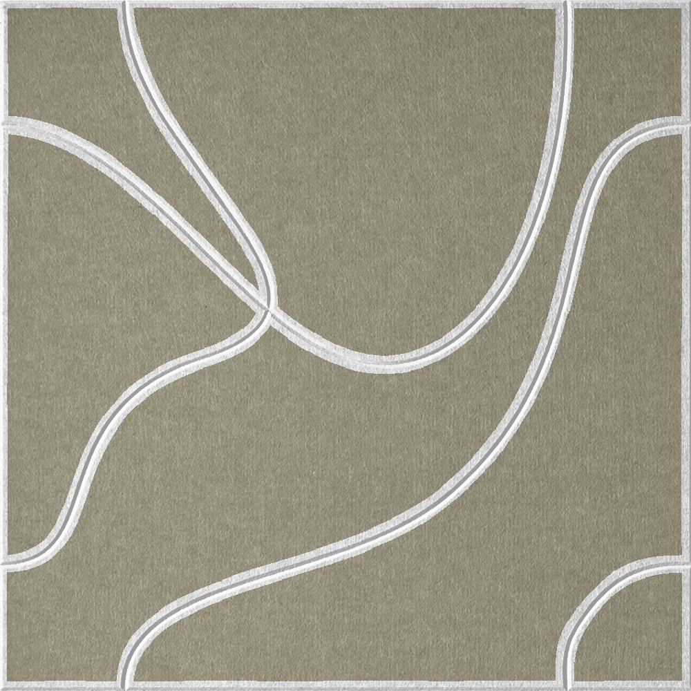 Sage 18mm Layered Engraved Topo felt sample with white flowing topographic line grooves